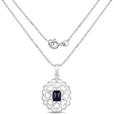 4.45 Carat Genuine Blue Sapphire .925 Sterling Silver Pendant