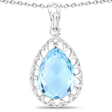 10.77 Carat Genuine Swiss Blue Topaz .925 Sterling Silver Pendant