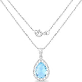 10.77 Carat Genuine Swiss Blue Topaz .925 Sterling Silver Pendant