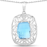 9.90 ct. Genuine Swiss Blue Topaz .925 Sterling Silver Pendant