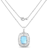 9.90 ct. Genuine Swiss Blue Topaz .925 Sterling Silver Pendant