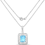 9.90 carat Genuine Swiss Blue Topaz .925 Sterling Silver Pendant