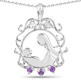 0.09 Carat Genuine Amethyst .925 Sterling Silver Pendant