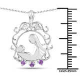 0.09 Carat Genuine Amethyst .925 Sterling Silver Pendant