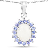 2.26 Carat Genuine Opal and Tanzanite .925 Sterling Silver Pendant