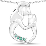 0.12 Carat Genuine Emerald .925 Sterling Silver Pendant