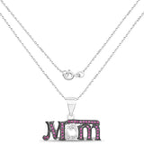 0.41 Carat Created Ruby and White Diamond .925 Sterling Silver Pendant