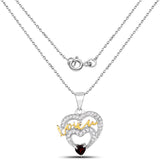0.51 Carat Genuine Garnet and White Topaz .925 Sterling Silver Pendant
