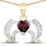 14K Yellow Gold Plated 1.05 Carat Genuine Garnet and White Topaz .925 Sterling Silver Pendant