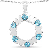3.12 Carat Genuine Swiss Blue Topaz .925 Sterling Silver Pendant