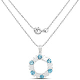 3.12 Carat Genuine Swiss Blue Topaz .925 Sterling Silver Pendant