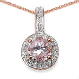 18K Rose Gold Plated 2.02 Carat Genuine Kunzite & White Topaz .925 Sterling Silver Pendant