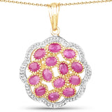 14K Yellow Gold Plated 3.08 Carat Genuine Ruby .925 Sterling Silver Pendant