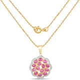 14K Yellow Gold Plated 3.08 Carat Genuine Ruby .925 Sterling Silver Pendant