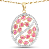 14K Yellow Gold Plated 3.20 Carat Genuine Ruby .925 Sterling Silver Pendant