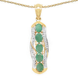 14K Yellow Gold Plated 1.75 Carat Genuine Emerald .925 Sterling Silver Pendant