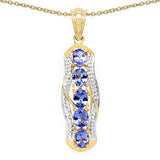 14K Yellow Gold Plated 1.65 Carat Genuine Tanzanite .925 Sterling Silver Pendant