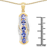 14K Yellow Gold Plated 1.65 Carat Genuine Tanzanite .925 Sterling Silver Pendant