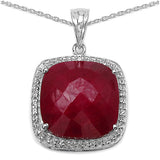 13.01 Carat Genuine Ruby .925 Sterling Silver Pendant
