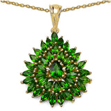 14K Yellow Gold Plated 3.36 Carat Genuine Chrome Diopside.925 Sterling Silver Pendant