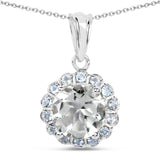 4.25 Carat Genuine Green Amethyst and Blue Topaz .925 Sterling Silver Pendant