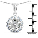 4.25 Carat Genuine Green Amethyst and Blue Topaz .925 Sterling Silver Pendant
