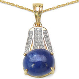 14K Yellow Gold Plated 7.32 Carat Genuine Tanzanite & White Diamond .925 Sterling Silver Pendant
