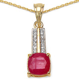 14K Yellow Gold Plated 3.52 Carat Genuine Ruby .925 Sterling Silver Pendant