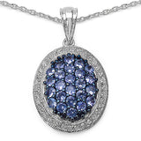 2.20 Carat Tanzanite and White Cubic Zirconia Pendant in Sterling Silver