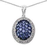 2.07 Carat Genuine Tanzanite & White Topaz .925 Sterling Silver Pendant