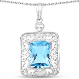 10.63 Carat Genuine Swiss Blue Topaz .925 Sterling Silver Pendant