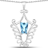 5.65 Carat Genuine Blue Topaz .925 Sterling Silver Pendant