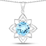 8.18 Carat Genuine Swiss Blue Topaz .925 Sterling Silver Pendant