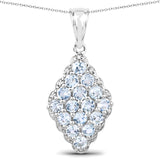 1.99 Carat Genuine Blue Topaz and White Topaz .925 Sterling Silver Pendant