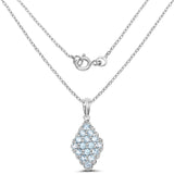 1.99 Carat Genuine Blue Topaz and White Topaz .925 Sterling Silver Pendant