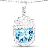 10.90 ct. Genuine Swiss Blue Topaz .925 Sterling Silver Pendant
