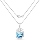 10.90 ct. Genuine Swiss Blue Topaz .925 Sterling Silver Pendant