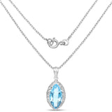 8.22 Carat Genuine Swiss Blue Topaz .925 Sterling Silver Pendant