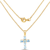 14K Yellow Gold Plated 2.87 Carat Genuine Blue Topaz .925 Sterling Silver Pendant