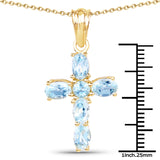 14K Yellow Gold Plated 2.87 Carat Genuine Blue Topaz .925 Sterling Silver Pendant