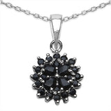 1.70 Carat Genuine Black Sapphire .925 Sterling Silver Pendant