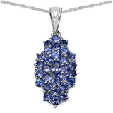 3.00 Carat Genuine Tanzanite Sterling Silver Pendant