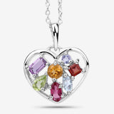 1.71 Carat Genuine Multi Stones .925 Sterling Silver Pendant