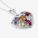 1.71 Carat Genuine Multi Stones .925 Sterling Silver Pendant