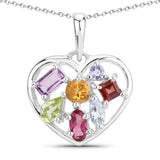 1.71 Carat Genuine Multi Stones .925 Sterling Silver Pendant