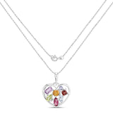 1.71 Carat Genuine Multi Stones .925 Sterling Silver Pendant