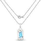 4.57 Carat Genuine Swiss Blue Topaz & White Topaz .925 Sterling Silver Pendant