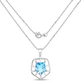 7.60 Carat Genuine Blue Topaz .925 Sterling Silver Pendant