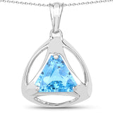 5.94 Carat Genuine Swiss Blue Topaz .925 Sterling Silver Pendant