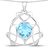 21.00 Carat Genuine Swiss Blue Topaz .925 Sterling Silver Pendant
